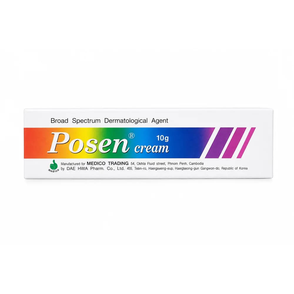 Posen Cream Broad-spectrum dermatological cream; active ingredients not stated on the photographed packaging