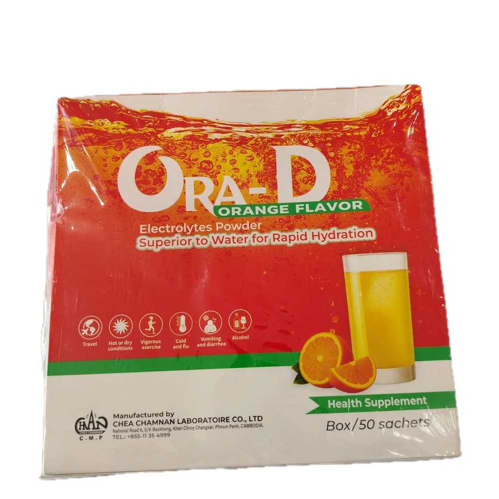 Ora-D Orange Flavor Glucose 4.70 g / Vitamin C 60 mg per sachet
