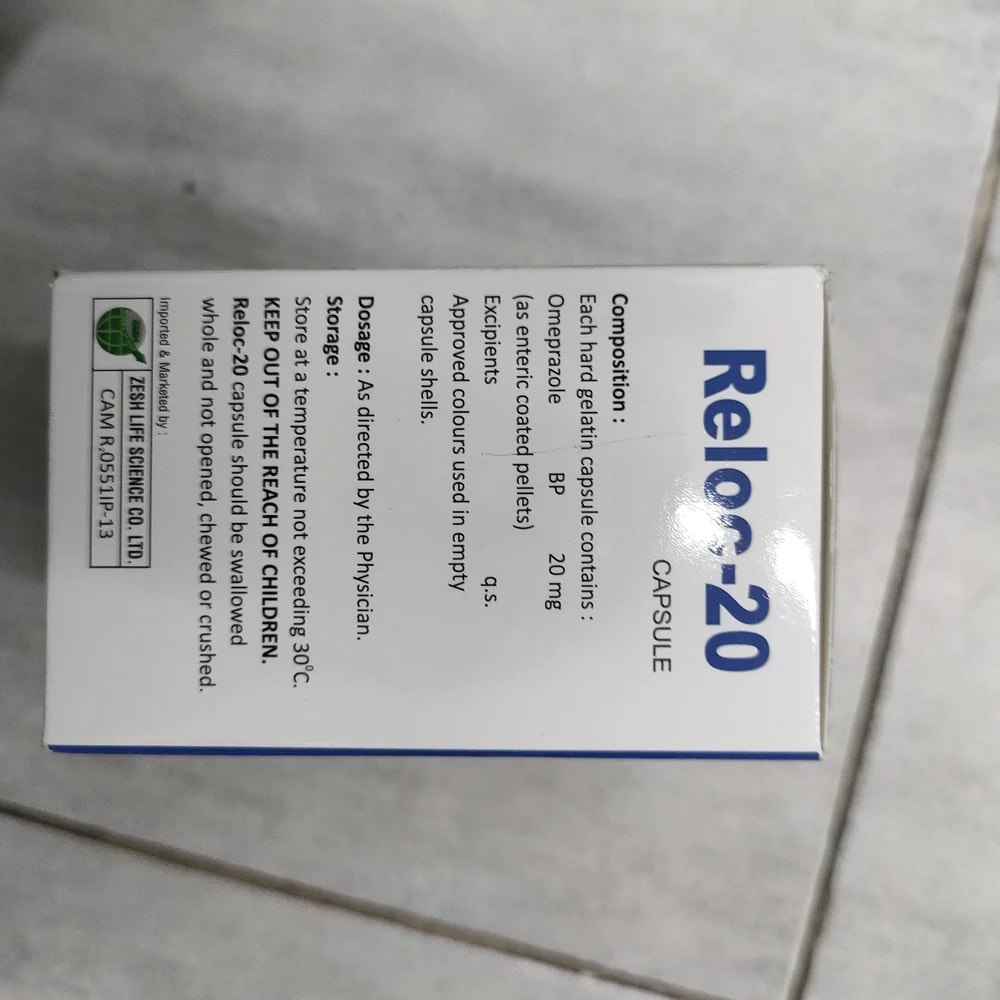 Reloc-20 Omeprazole 20 mg per capsule - Depot De Pharmacie "A" Kim Houy