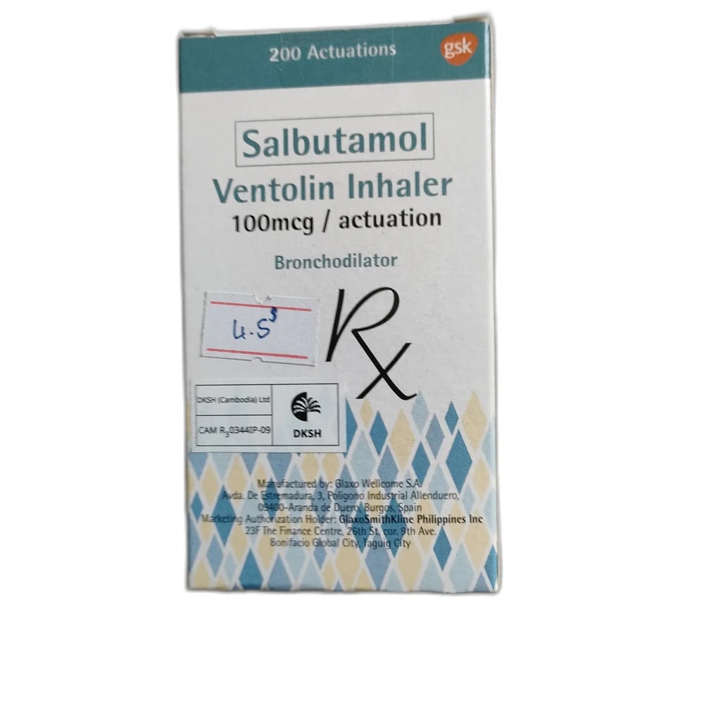 Salbutamol Ventolin Inhaler 100 micrograms per actuation - MEY PHARMA PHARMACY