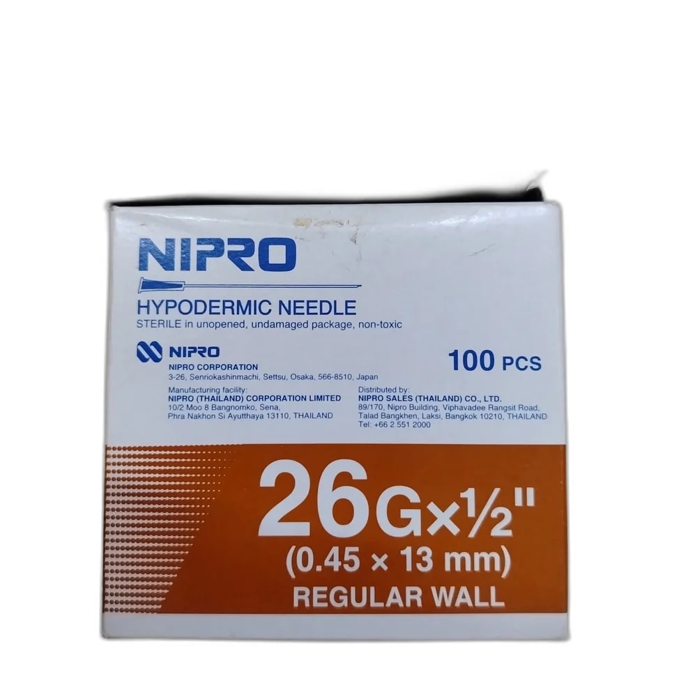 Nipro Hypodermic Needle 26G x 1/2" (0.45 x 13 mm) - PHARMACIE LA BELLE PHARMA 