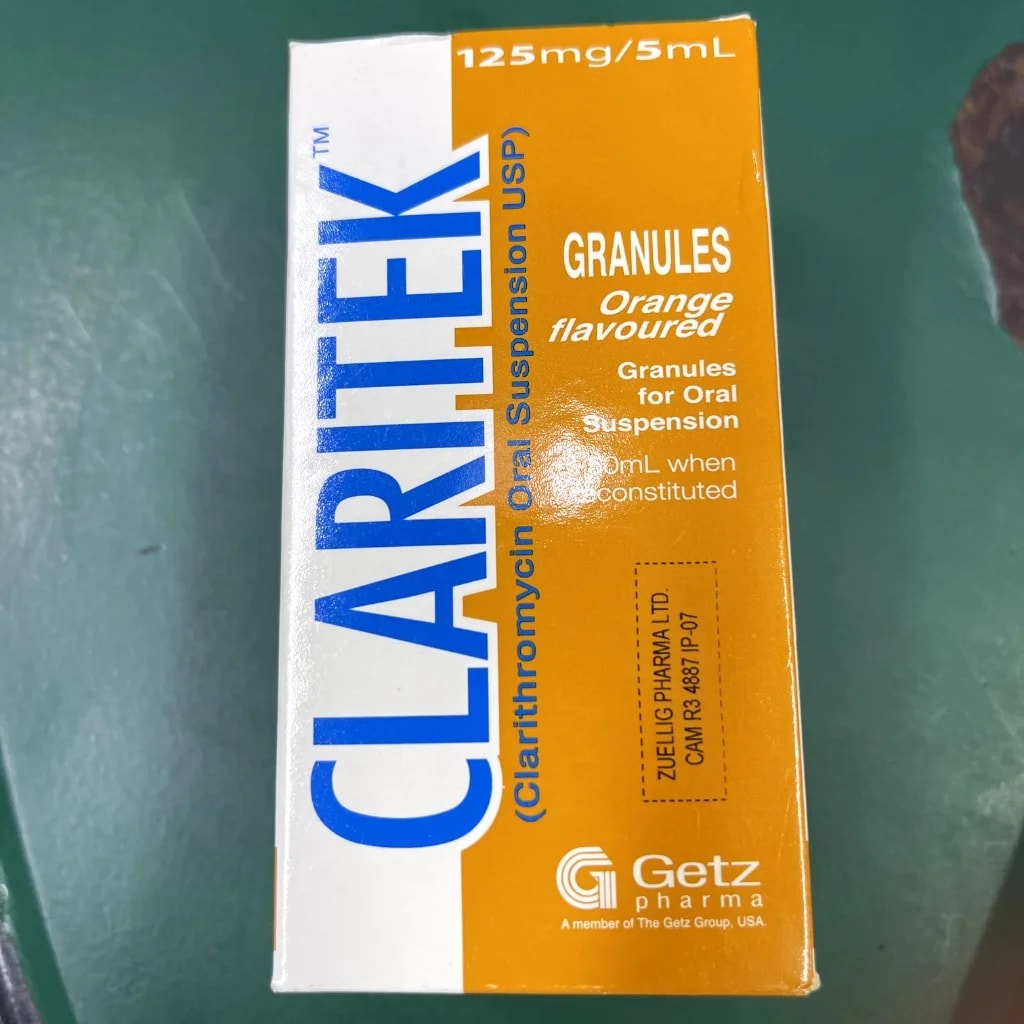 Claritek (Clarithromycin Oral Suspension USP) 50ml (125mg/5ml) - Pharmacy Rotha 2