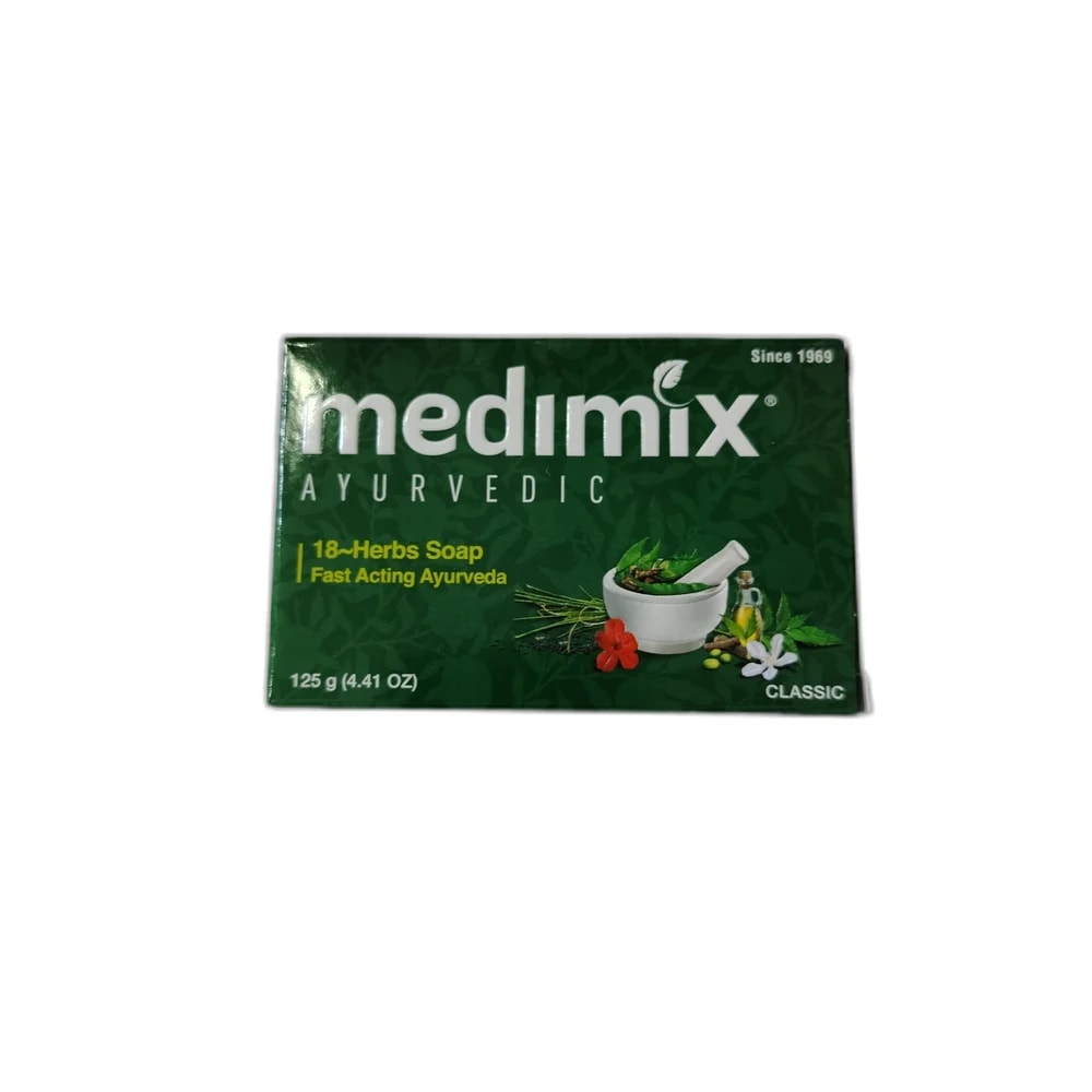 Medimix 125 g (4.41 oz) soap bar; Fast Acting Ayurveda 18-Herbs Classic - PHARMA ASSIST PHARMACY