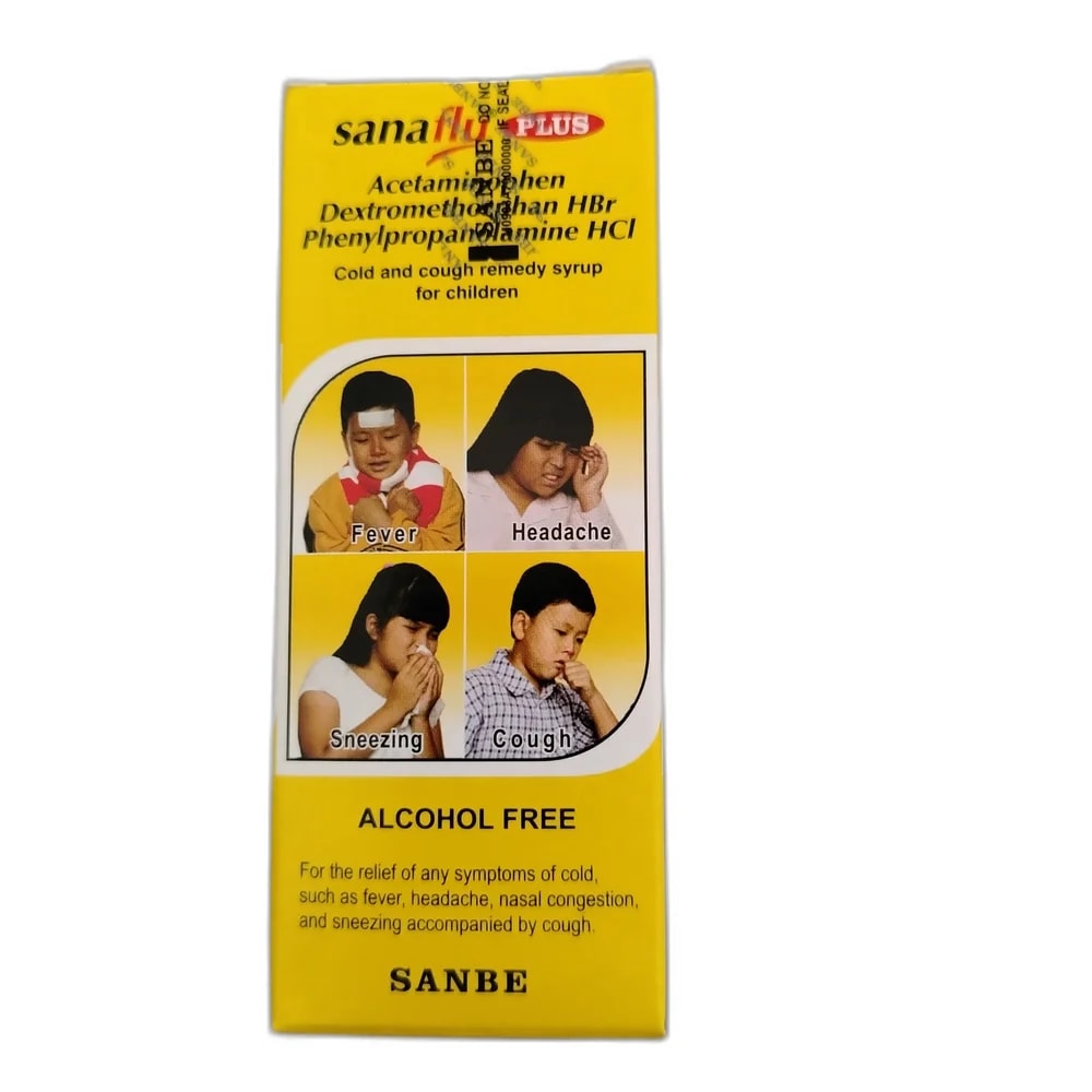 Sanaflu Plus 120mg / 7.5mg / 3.5mg per 5 mL - Oudom Puthik Pharmacy