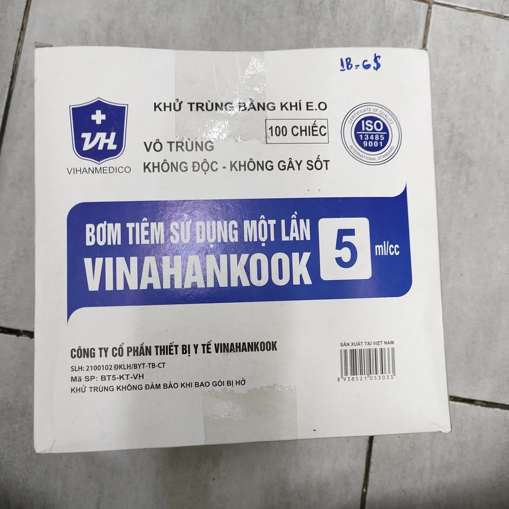 Vinahankook Disposable Syringe 5ml Sterile disposable syringe, 5 ml/cc - Depot De Pharmacie "A" Kim Houy