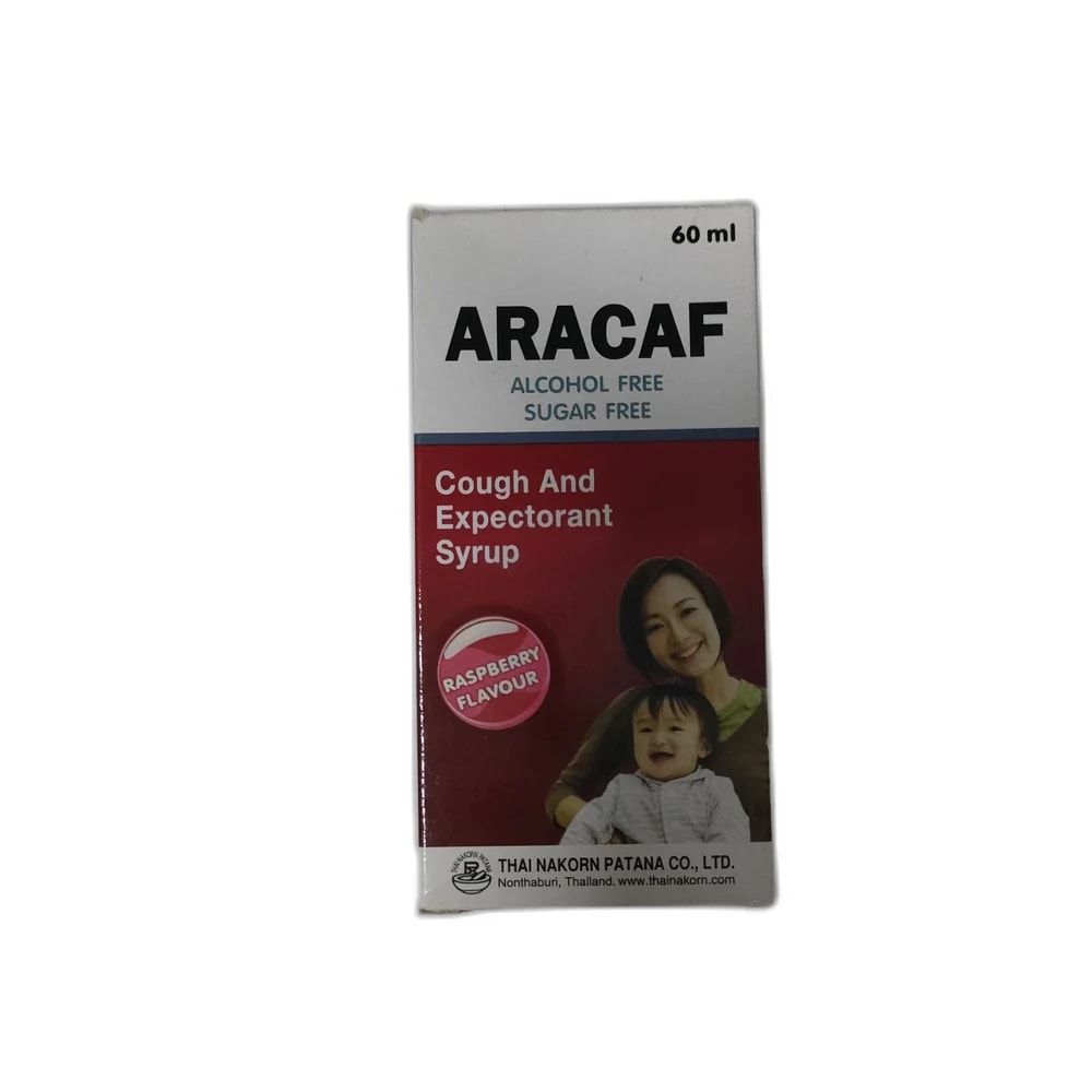 Aracaf Diphenhydramine HCl 12.5 mg + Ammonium Chloride 125.0 mg + Sodium Citrate 50.0 mg per 5 ml - PHARMACIE PORNLEU PICH