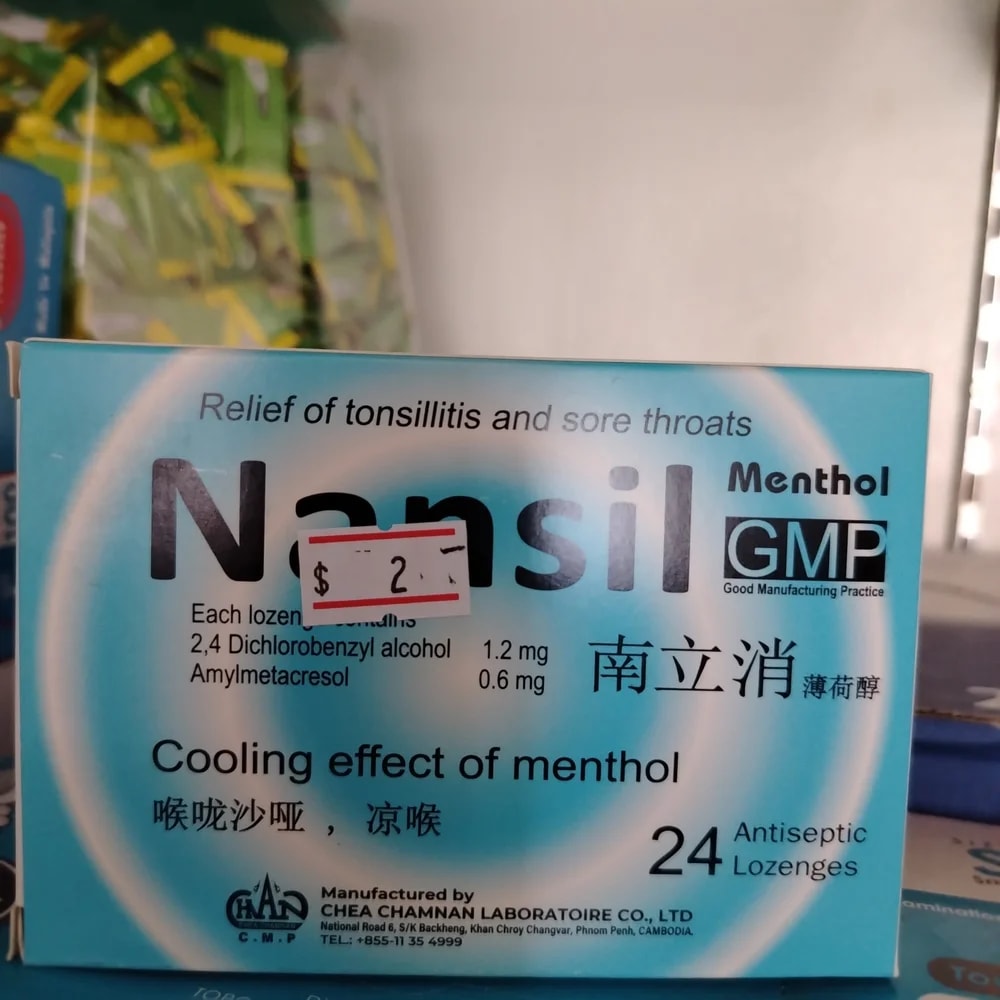 Nansil Menthol 2,4-dichlorobenzyl alcohol 1.2 mg, amylmetacresol 0.6 mg - CHEANIMUL PHARMACY
