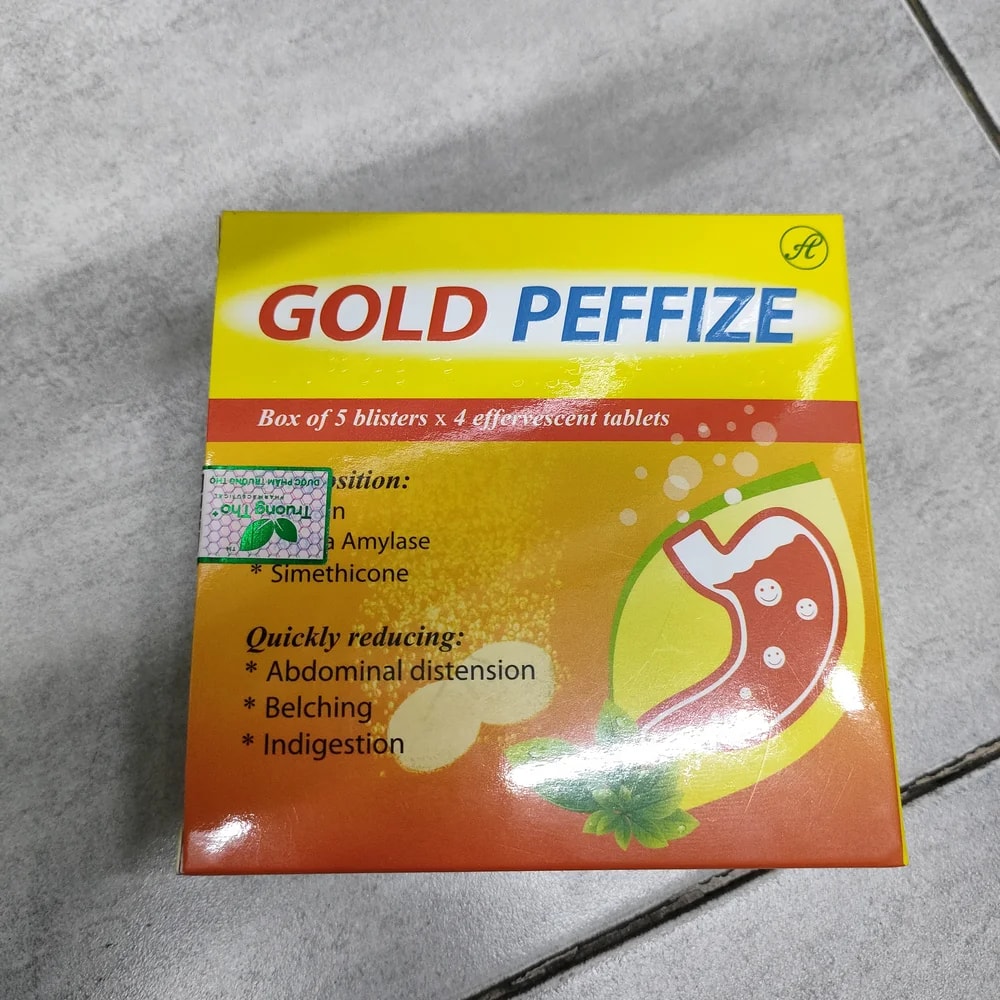 Gold Peffize Pancreatin + Amylase + Simethicone per effervescent tablet - Depot De Pharmacie "A" Kim Houy