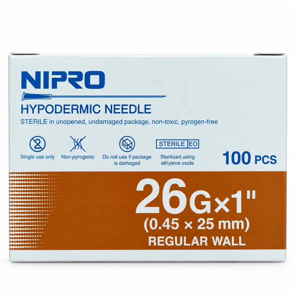 Nipro Hypodermic Needles 26G 26G x 1 inch (0.45 x 25 mm) - Pharmacy Krech hong