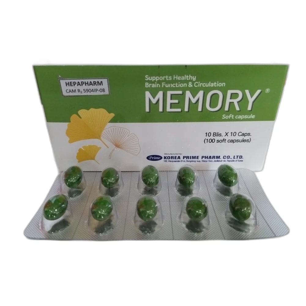 Memory Ginkgo biloba dried extract 120 mg per soft capsule - ឱសថស្ថាន សុខលាភ
