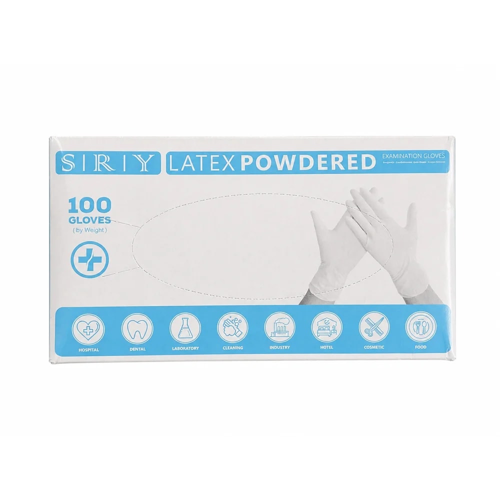 SIRY Latex Powdered Examination Gloves Single-use, ambidextrous, non-sterile, finger-textured, 100 gloves by weight - Kim Yi