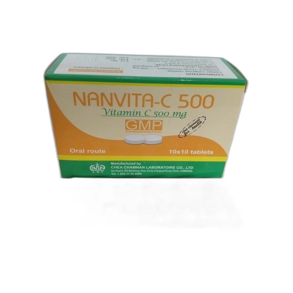 Nanvita-C 500 Vitamin C 500 mg per tablet - ឱសថស្ថាន សុខលាភ