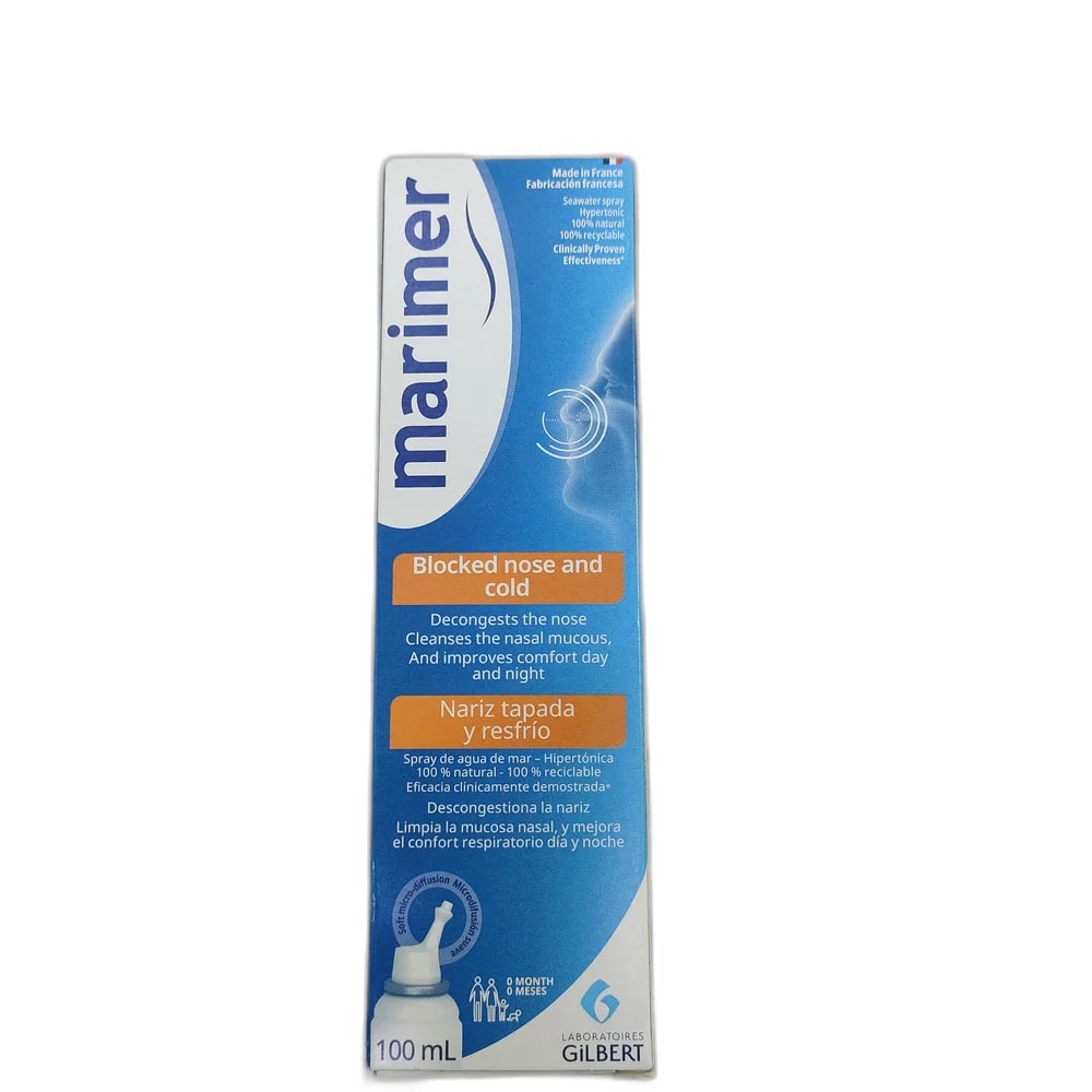 Marimer Blocked Nose and Cold Hypertonic sterile seawater 22 g/L salts, 100 mL - Depot de Pharmacie B Rotha