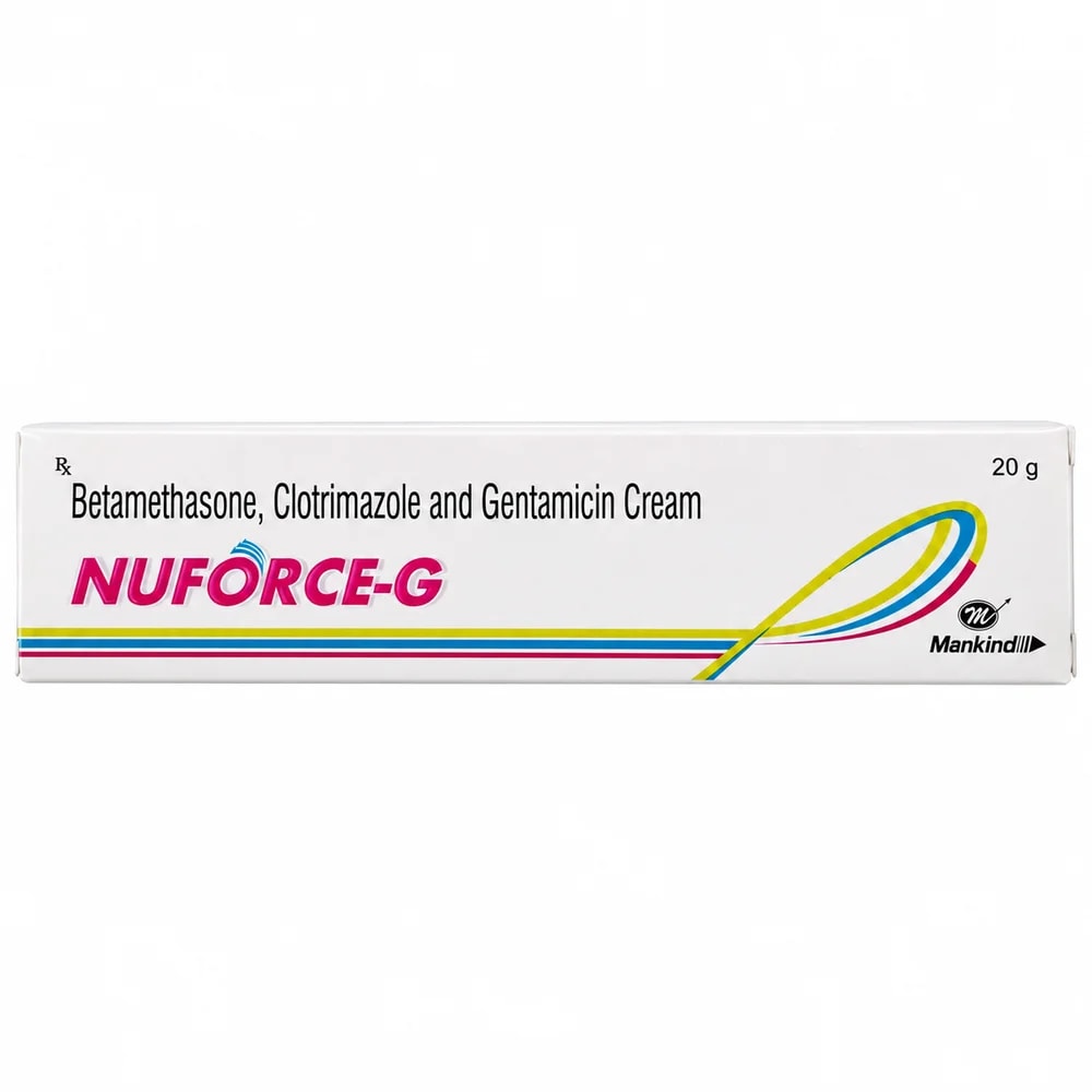 Nuforce-G Betamethasone dipropionate 0.643 mg/g / clotrimazole 10 mg/g / gentamicin 1 mg/g - Reachiny Pharmacy