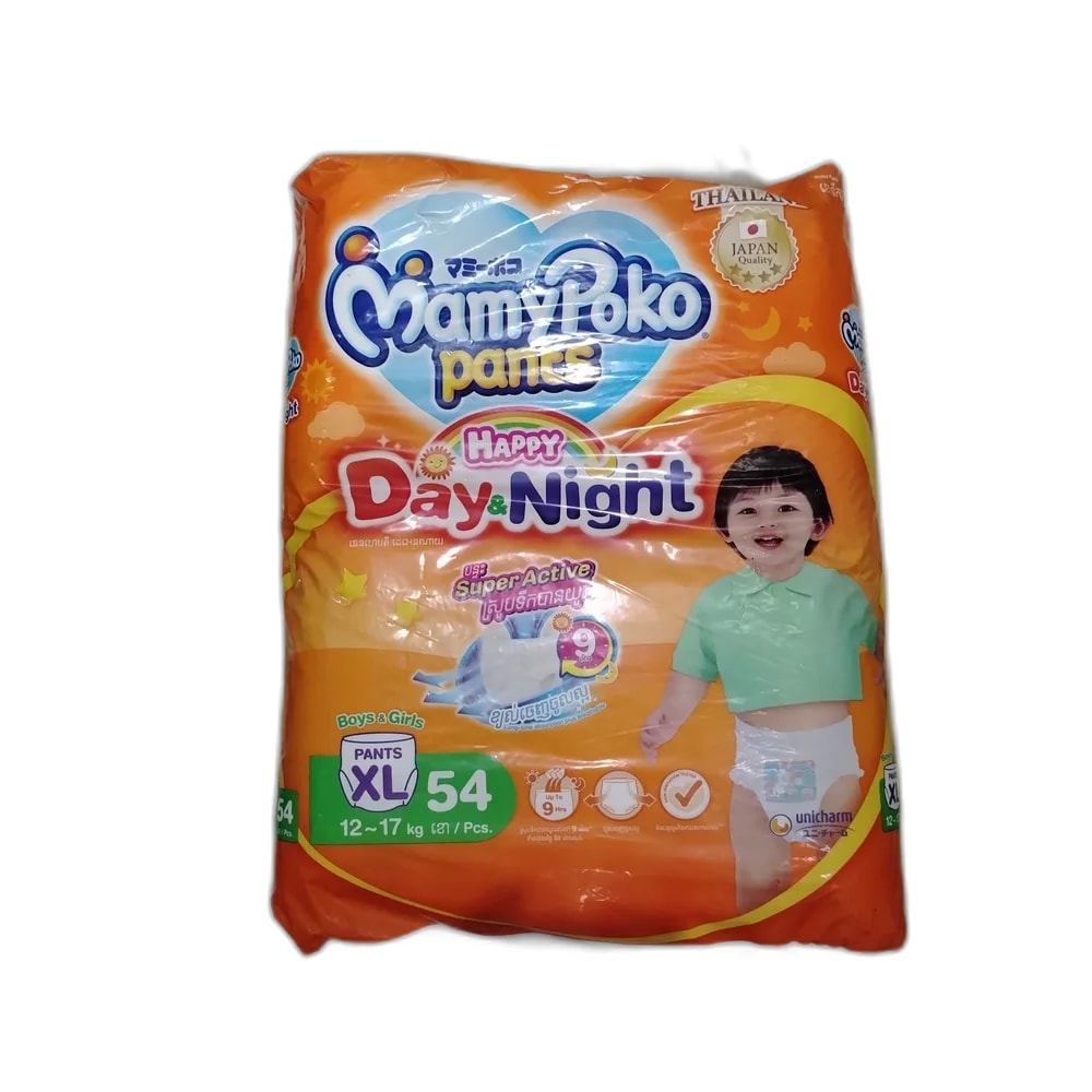 MamyPoko Pants Happy Day & Night (Size XL, 54 pcs) Size XL (12-17 kg), 54 pcs - PHARMACIE RATANAK
