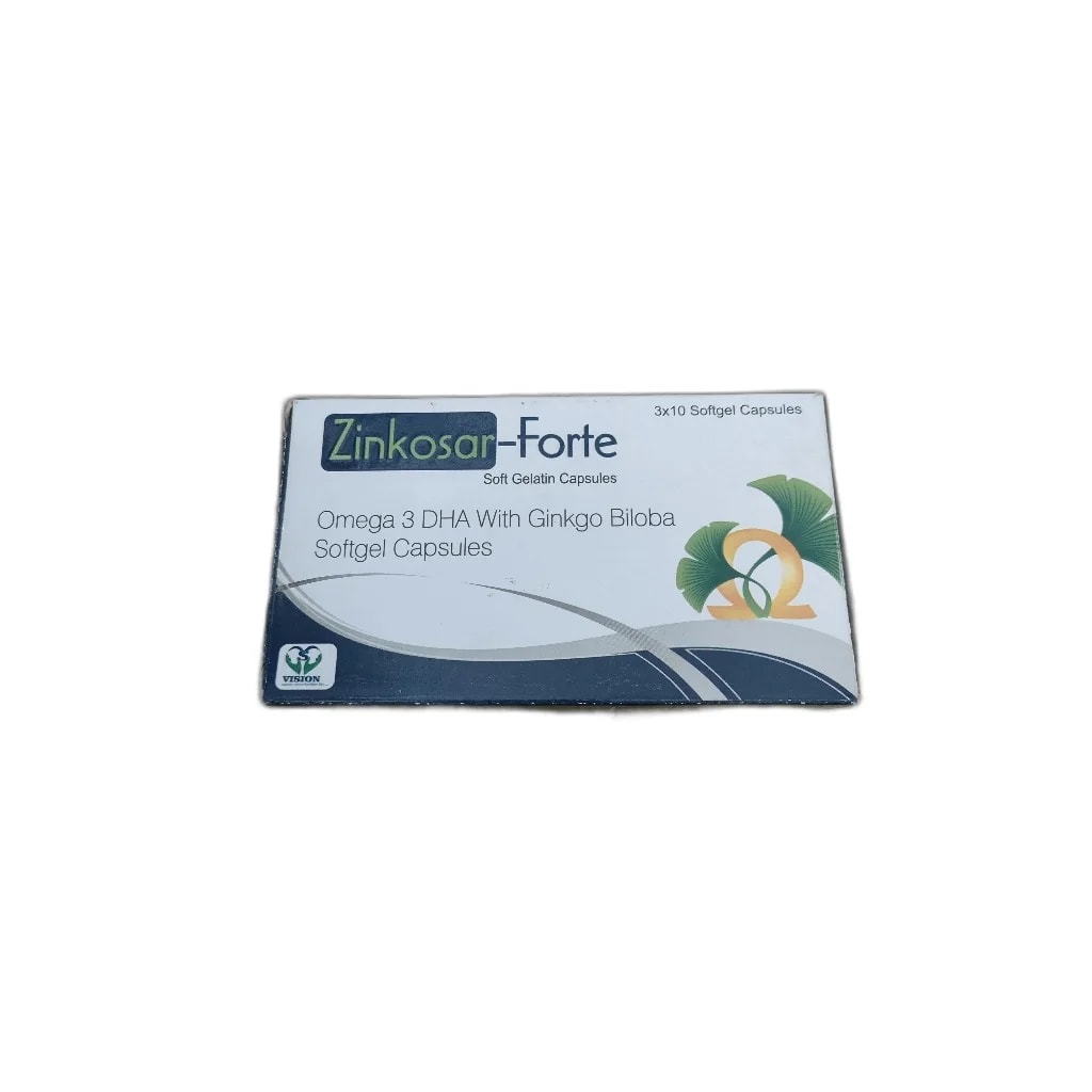 Zinkosar-Forte Omega3 DHA Ginkgo Biloba DHA (Omega-3) + Ginkgo Biloba softgel capsule - PHARMARCY DARA RAKSMEY KOK CHAMBOK