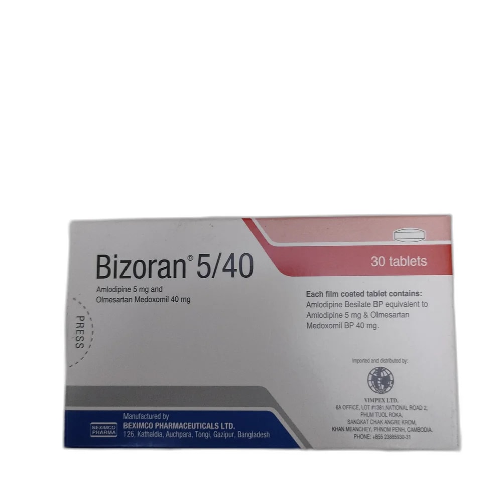 Bizoran 5/40 Amlodipine 5 mg / Olmesartan Medoxomil 40 mg - PHARMACIE PORNLEU PICH