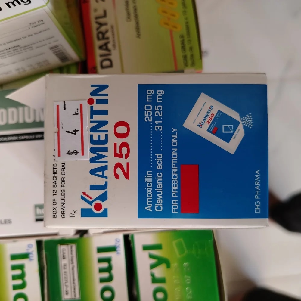 Klamentin 250 Amoxicillin 250 mg + Clavulanic acid 31.25 mg per sachet - CHEANIMUL PHARMACY