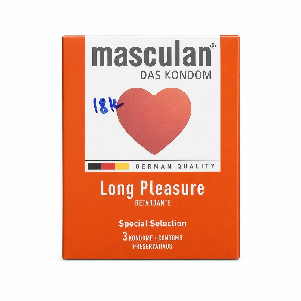 Masculan Long Pleasure retardant condom with benzocaine, 3 condoms - Preah Chan Tep Pharmacy 