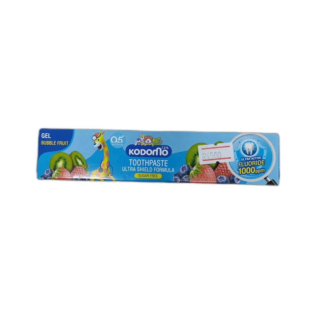 Kodomo Kids Gel Toothpaste Ultra Shield Bubble Fruit 1000 ppm fluoride, Bubble Fruit flavor, 40 g - Depot de Pharmacie B Rotha