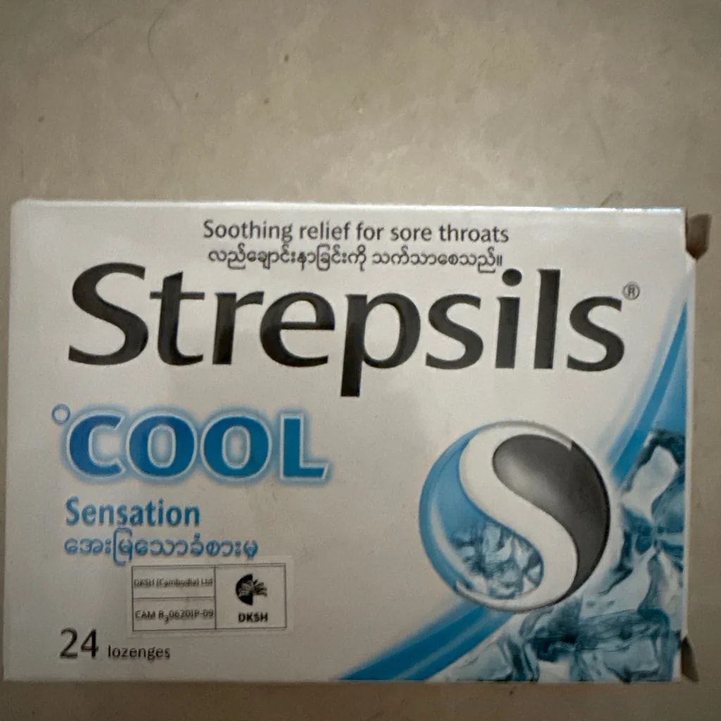 Strepsils Cool 2,4-Dichlorobenzyl Alcohol 1.2mg Amylmetacresol 0.6mg Menthol 7mg - PONLEU DOUNG DARA PHARMACY