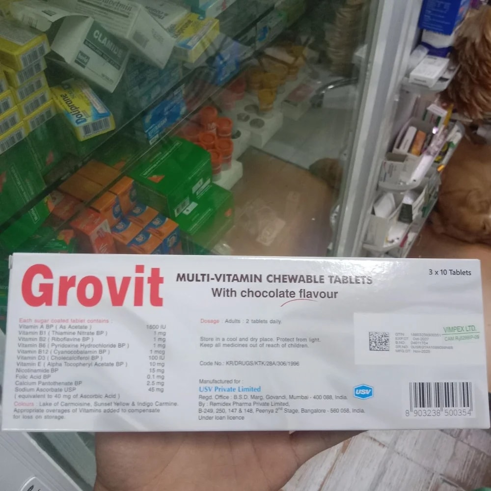 Grovit Multivitamin chewable tablets with chocolate flavour - Kim Yi