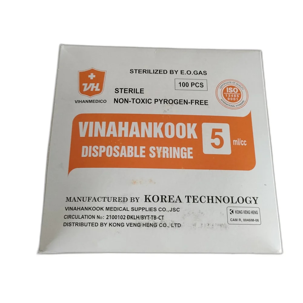 Vinahankook Disposable Syringe 5 mL; 25G × 1 in needle - SUKHA PHARMACY