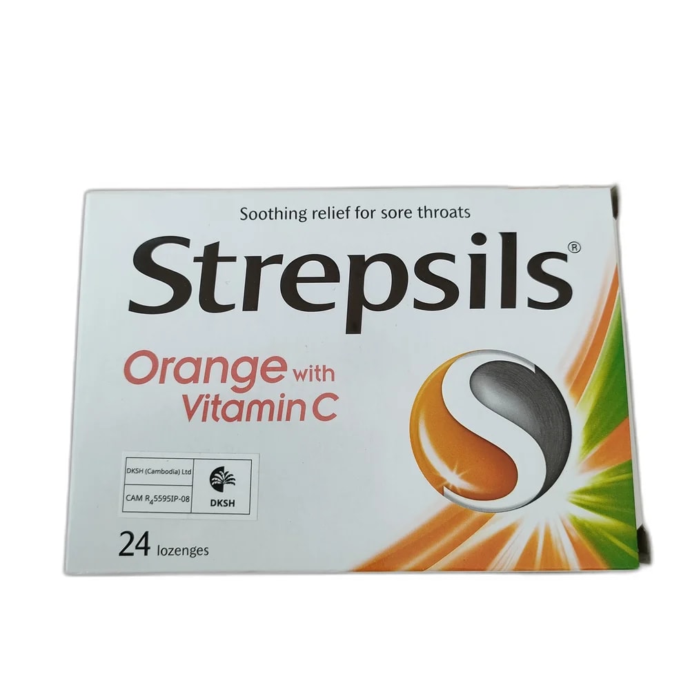 Strepsils Orange with Vitamin C 24 lozenges - SUKHA PHARMACY