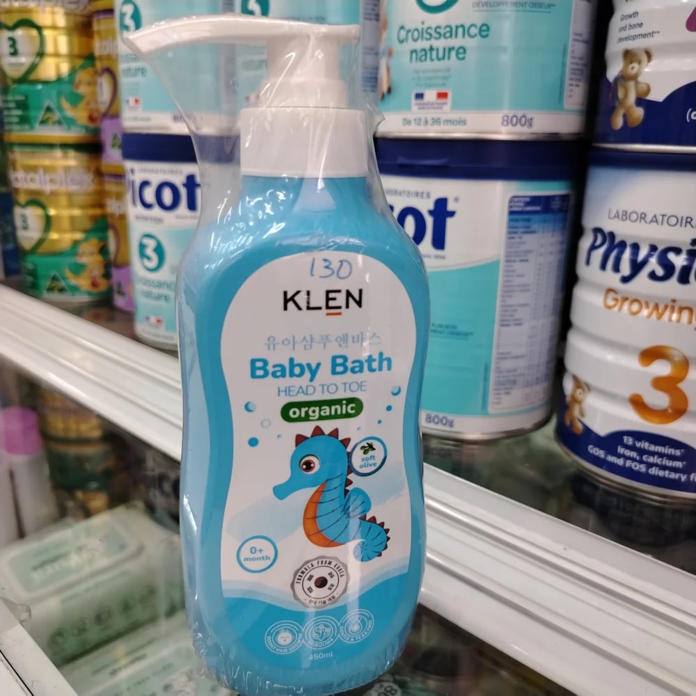 KLEN Baby Bath Head to Toe Organic Soft Olive, 450 ml - Reachiny Pharmacy