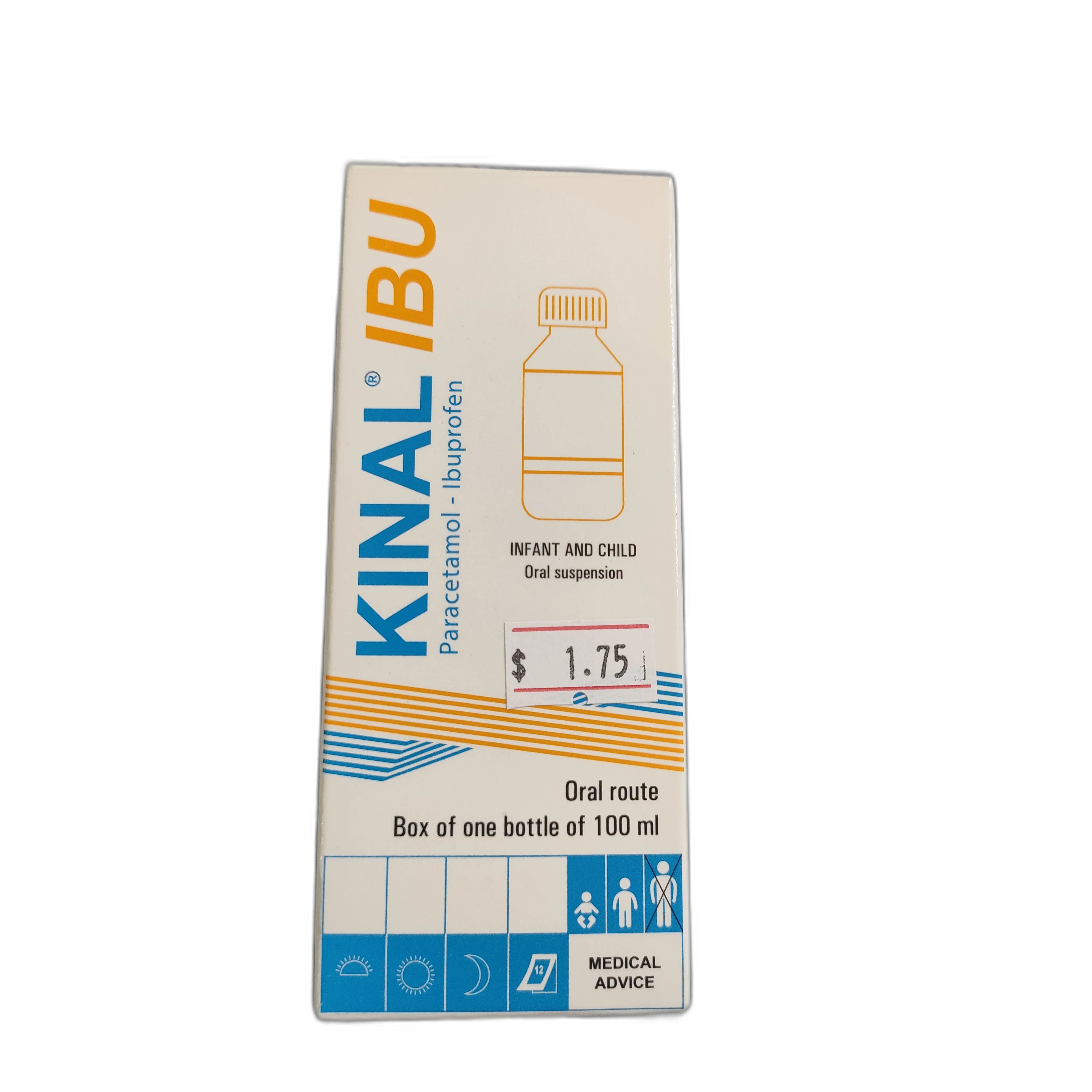 KINAL IBU Oral Suspension Paracetamol 125 mg + Ibuprofen 100 mg/5 mL - PRONETH PHARMA PHARMACY
