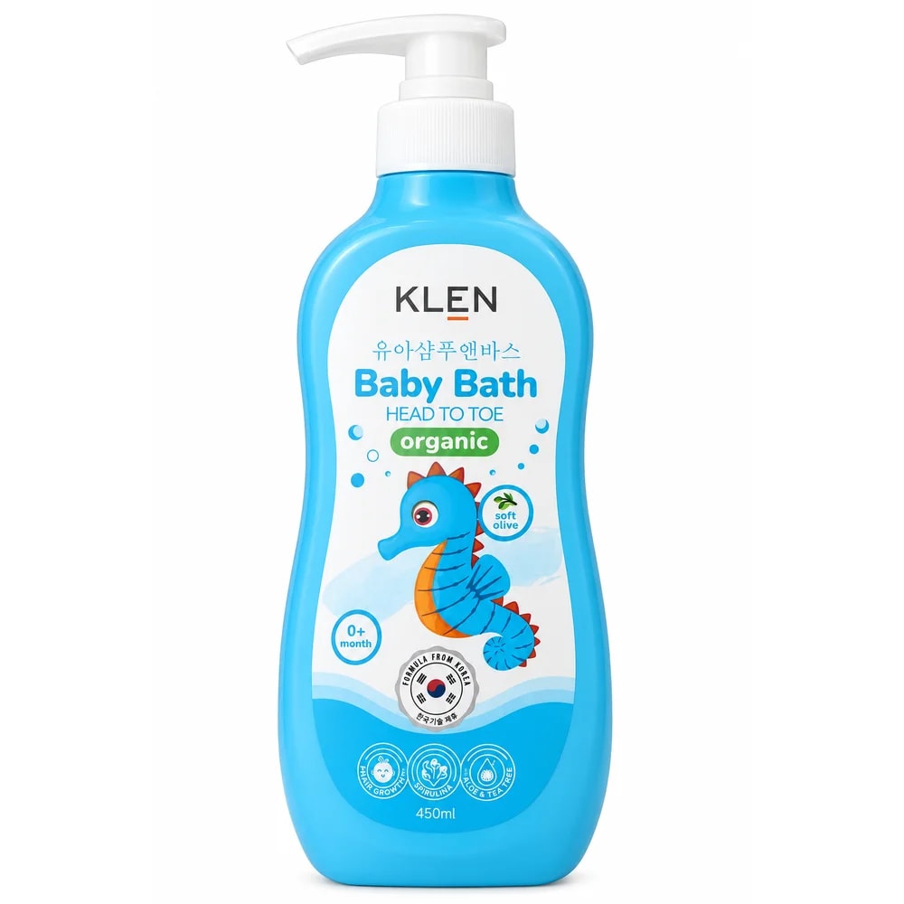 KLEN Baby Bath Head to Toe Organic Soft Olive 450 ml - Pharmacy Krech hong