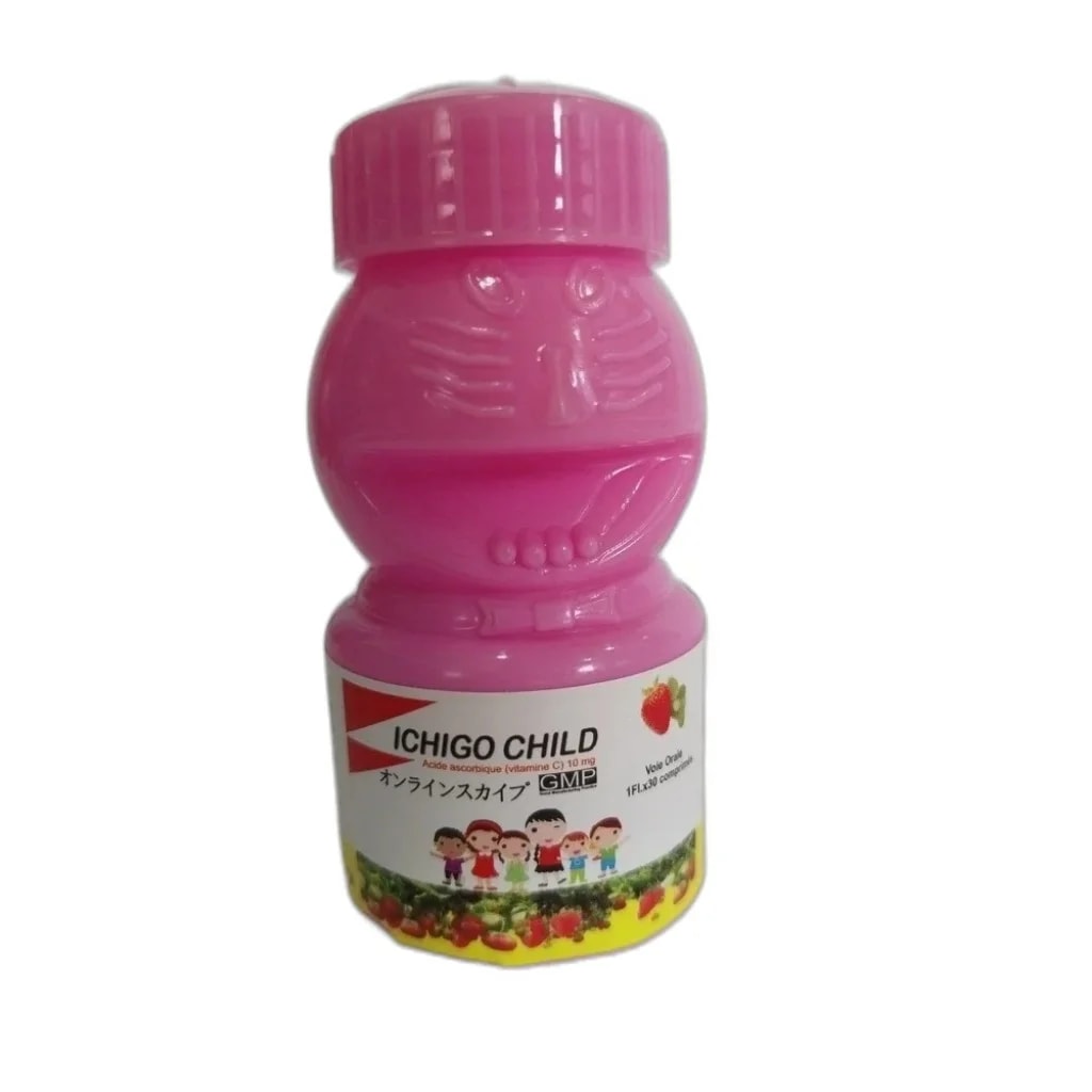 Ichigo Child Strawberry Vitamin C 10 mg per chewable tablet - ឱសថស្ថាន សុខលាភ