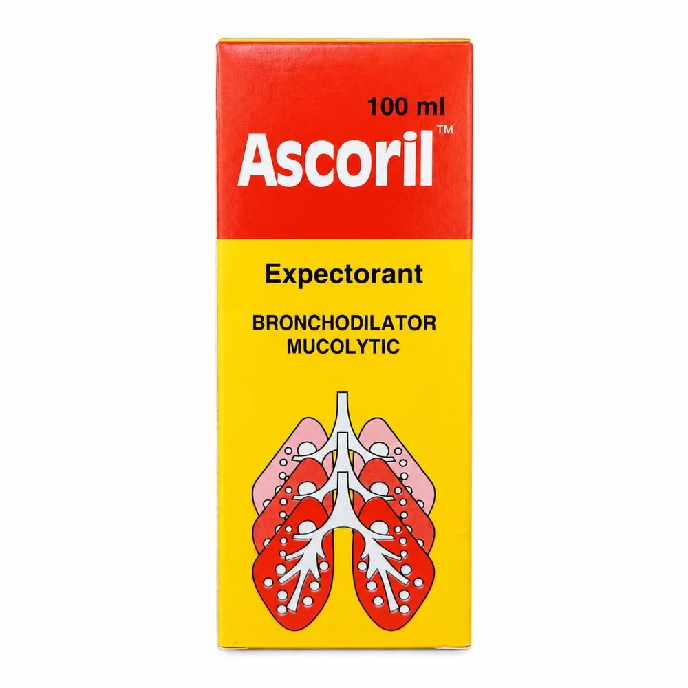 Ascoril Expectorant Per 10 mL: salbutamol (as salbutamol sulphate) 2 mg / bromhexine hydrochloride 4 mg / guaifenesin 100 mg / menthol 1 mg - Reachiny Pharmacy