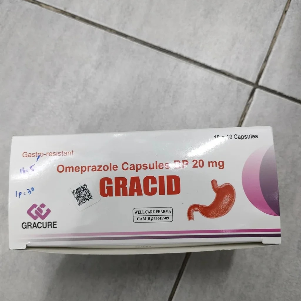 Gracid Omeprazole 20 mg per gastro-resistant capsule - Depot De Pharmacie "A" Kim Houy