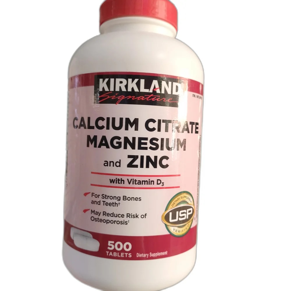 Kirkland Signature Calcium Citrate Magnesium and Zinc Calcium 500 mg + Magnesium 80 mg + Zinc 11 mg with Vitamin D3 20 mcg (800 IU) - PHARMACIE PORNLEU PICH
