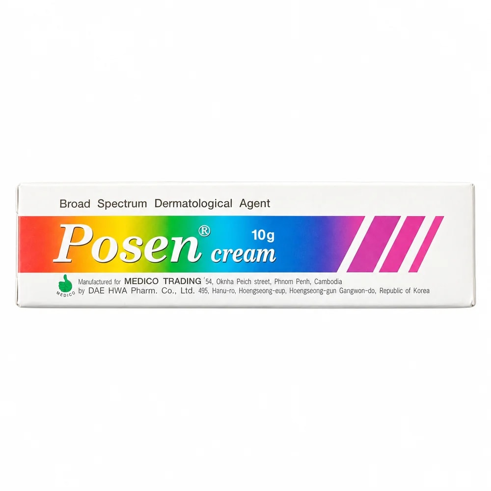 Posen Betamethasone dipropionate 0.64 mg/g + clotrimazole 10 mg/g + gentamicin sulfate 1 mg/g - Sann Sopheachenda Pharmacy