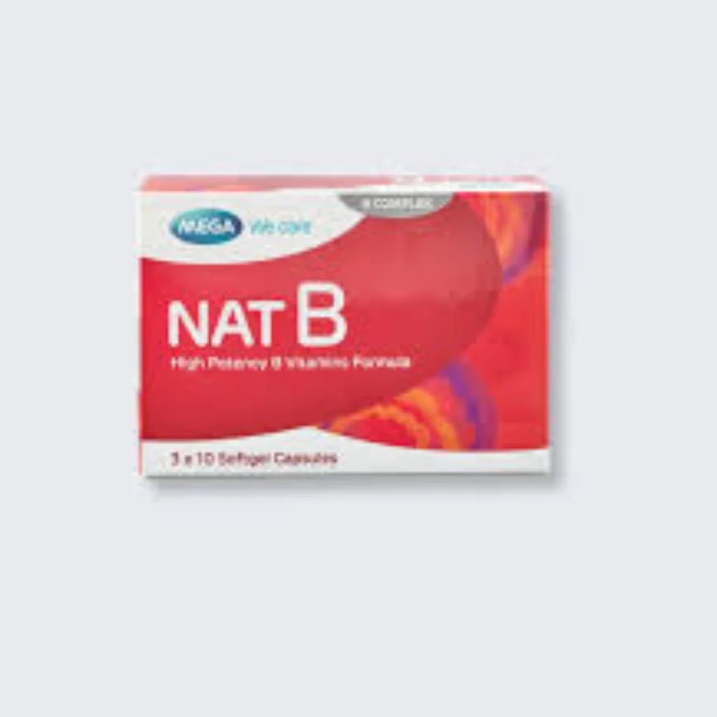 Nat B B1 50 mg, B2 50 mg, B6 50 mg, B12 50 mcg, Nicotinamide 50 mg, Calcium Pantothenate 100 mg, Folic Acid 50 mcg, Biotin 50 mcg, Choline Bitartrate 50 mg, Inositol 50 mg per capsule - Depot De Pharmacie "A" Kim Houy