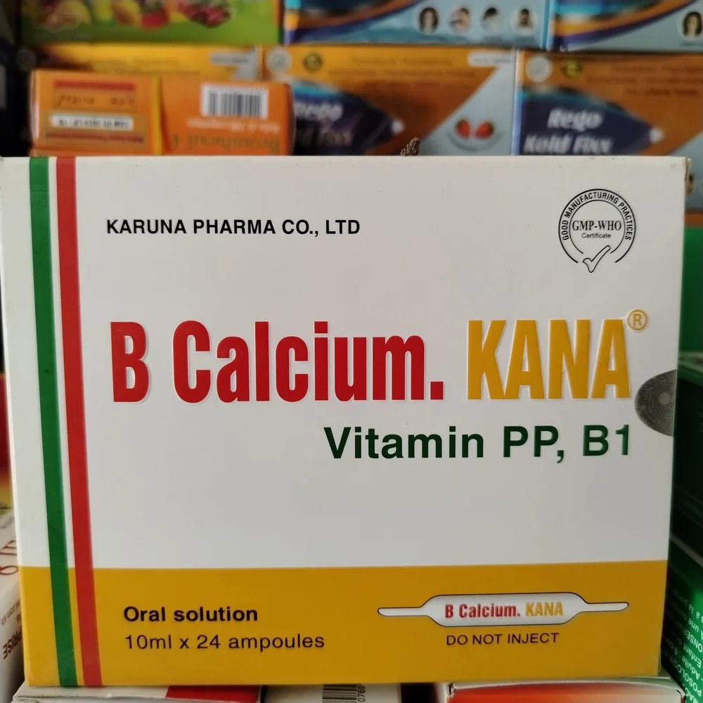 B Calcium. KANA Calcium lactate 300 mg / Niacinamide 20 mg / Thiamine HCl 2 mg per 10 ml - CHEANIMUL PHARMACY