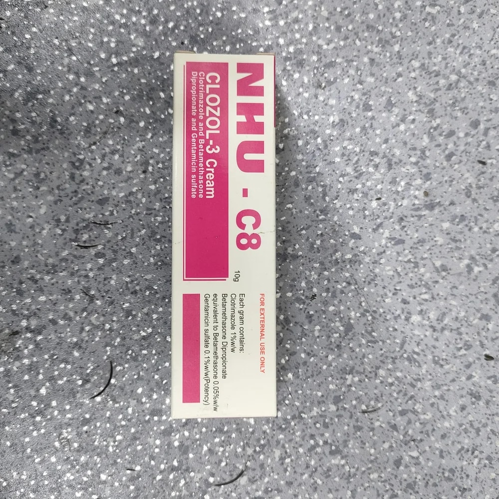 NHU-C8 Clozol-3 Cream Clotrimazole 1% w/w + Betamethasone Dipropionate (eq. Betamethasone 0.05% w/w) + Gentamicin sulfate 0.1% w/w - Depot De Pharmacie "A" Kim Houy