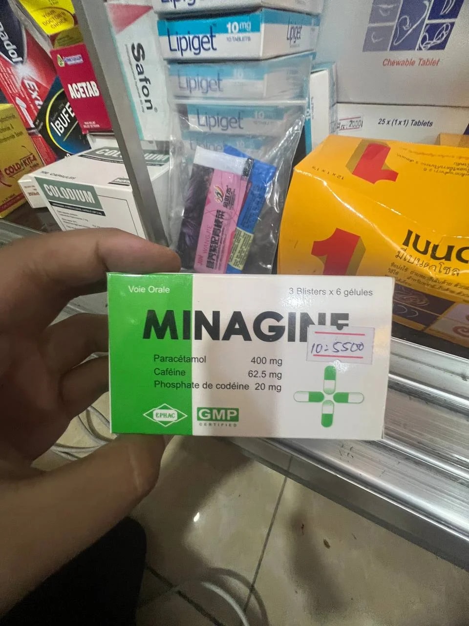 MINAGINE Paracetamol 400mg + Caféine 62.5mg + Codéine 20mg - MONGKUL SOKHAPHEAP PHARMACY
