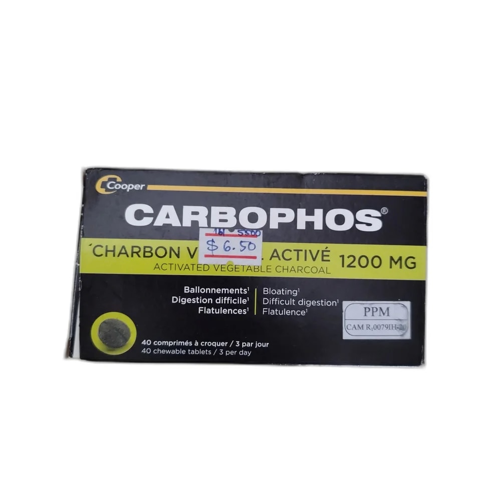 Carbophos 1200 mg per 3 chewable tablets (400 mg per tablet) - Oudom Puthik Pharmacy