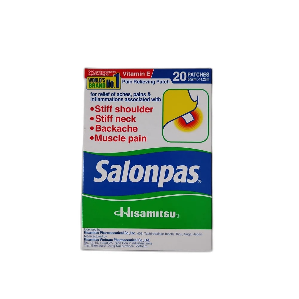 Salonpas Methyl salicylate 6.3% / l-Menthol 5.7% / dl-Camphor 1.2% / Tocopherol acetate (Vitamin E) 2.0% - PHARMACIE RATANAK