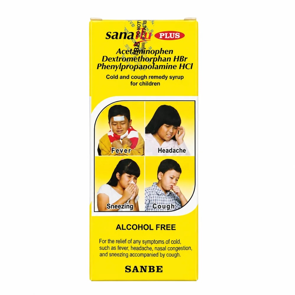Sanaflu Plus 120 mg / 7.5 mg / 3.5 mg per 5 mL - Sann Sopheachenda Pharmacy