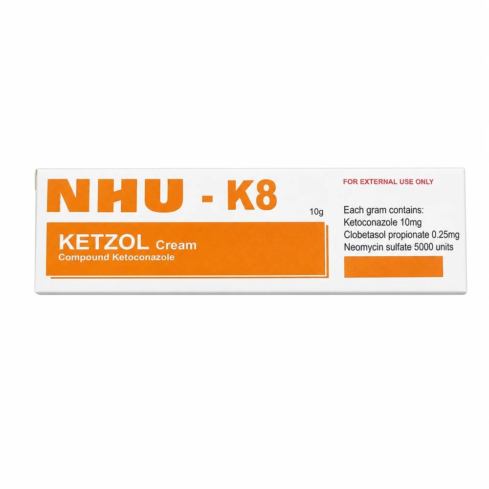 Ketzol Ketoconazole 10 mg/g + clobetasol propionate 0.25 mg/g + neomycin sulfate 5000 units/g cream, 10 g - Preah Chan Tep Pharmacy
