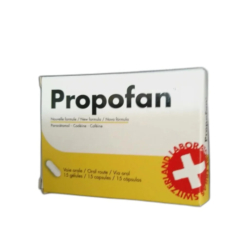 Propofan Paracetamol 400 mg + caffeine 62.5 mg + codeine 20 mg per capsule - Pharmarcy Tareach