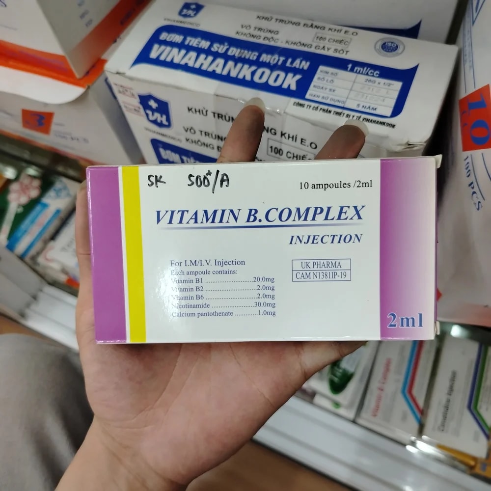Vitamin B Complex Per 2 mL ampoule: Vitamin B1 20 mg / Vitamin B2 2 mg / Vitamin B6 2 mg / Nicotinamide 30 mg / Calcium pantothenate 1 mg - Reachiny Pharmacy