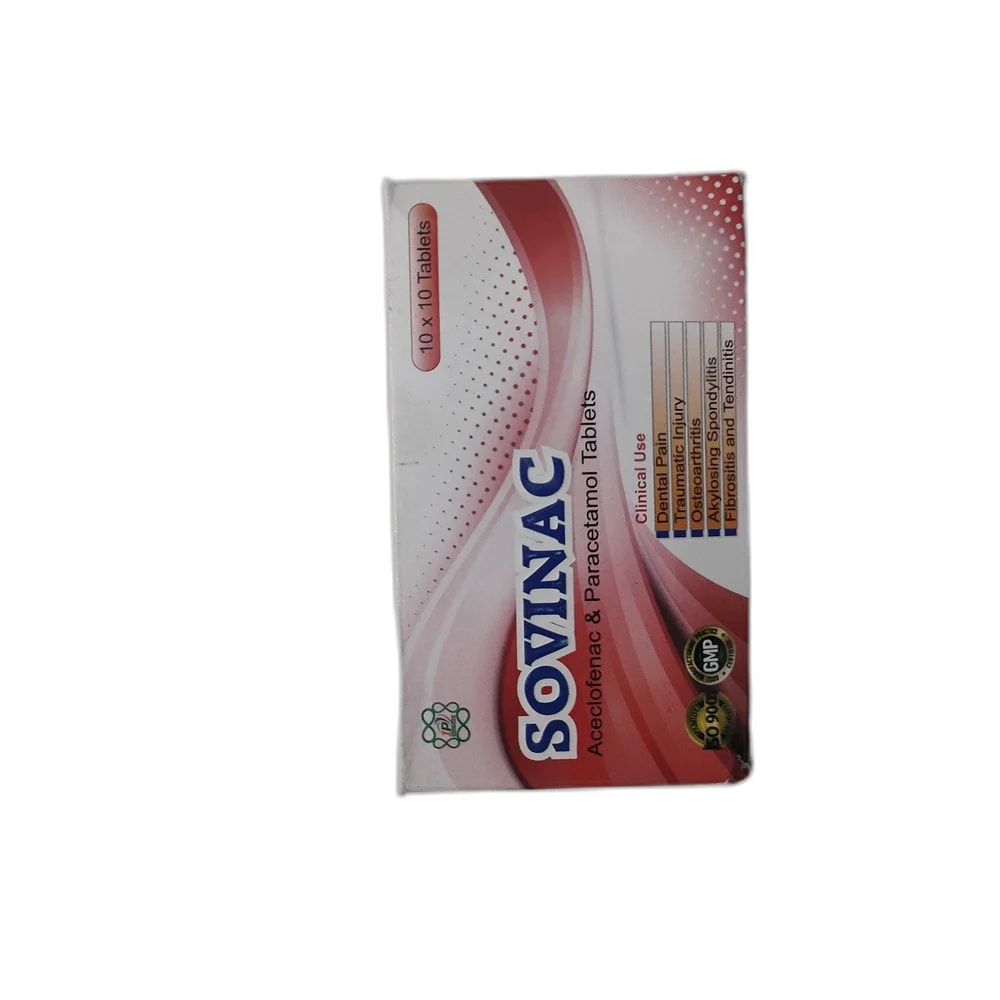 Sovinac Aceclofenac 100 mg / Paracetamol 500 mg - PHARMACIE PORNLEU PICH
