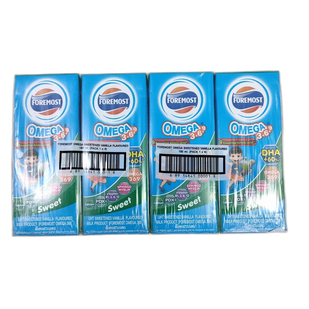 Foremost Omega 3,6,9 UHT Sweetened Vanilla Flavoured Milk 180 ml - Depot de Pharmacie B Rotha