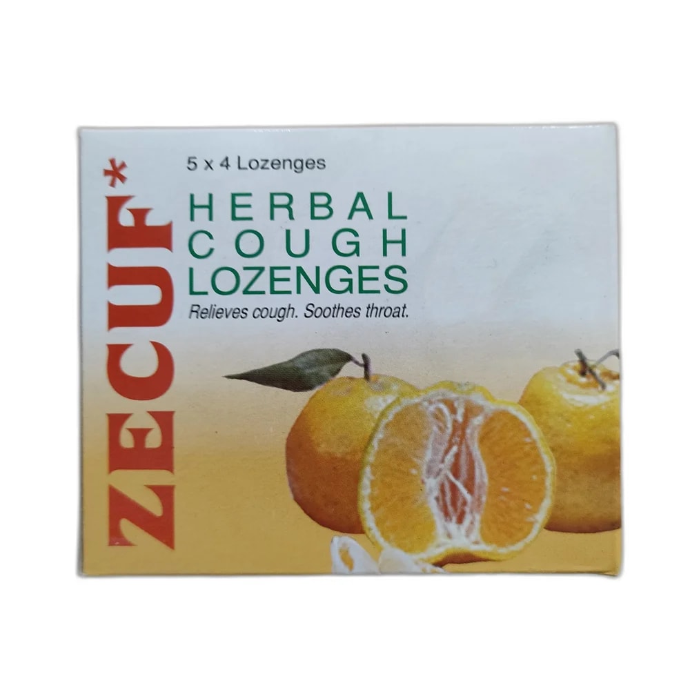 Zecuf Herbal Cough Lozenges Orange Glycyrrhiza glabra 15 mg / Zingiber officinale 10 mg / Emblica officinalis 10 mg / Menthol 7 mg per lozenge - PHARMACIE MONGKUL