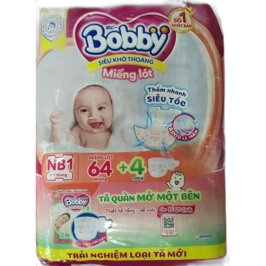 Bobby Newborn Diaper NB1 64 + 4 pieces; newborn size - ឱសថស្ថាន សុខលាភ
